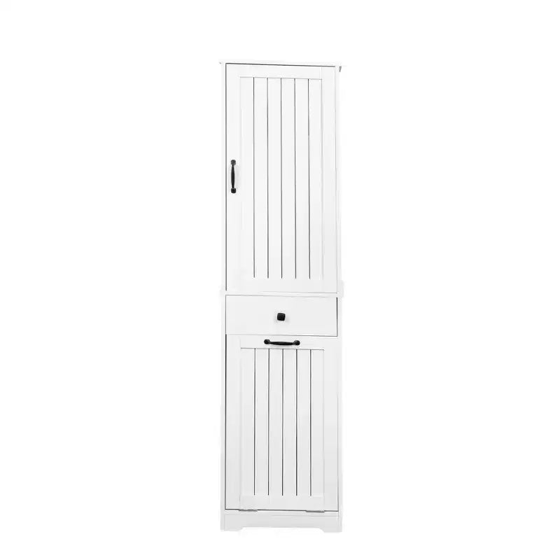 CLIHOME Mobile da Bagno per Lavanderia con 1 Armadietto e 1 Cassetto, Bianco