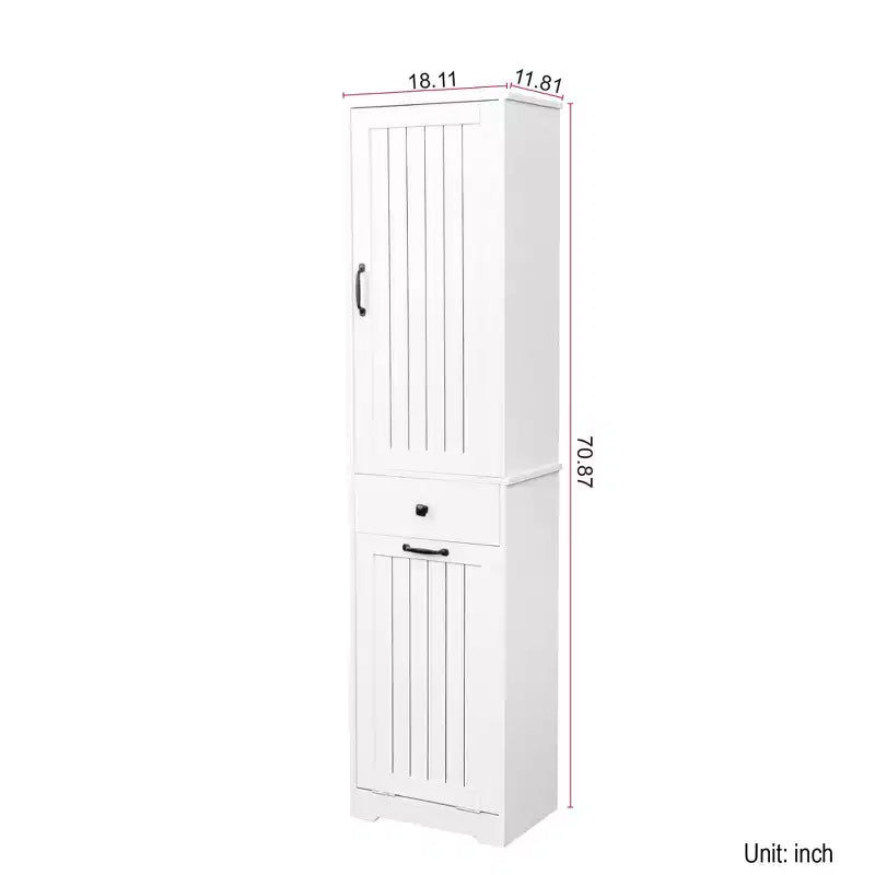 CLIHOME Mobile da Bagno per Lavanderia con 1 Armadietto e 1 Cassetto, Bianco