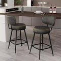 Dyonery Bar Stools Set of 2, 26 Height Mid Century Modern Swivel Counter Height Barstools with Back, Metal Base,Faux Leather - Green