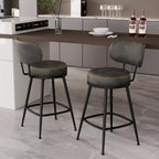 Dyonery Bar Stools Set of 2, 26 Height Mid Century Modern Swivel Counter Height Barstools with Back, Metal Base,Faux Leather - Green
