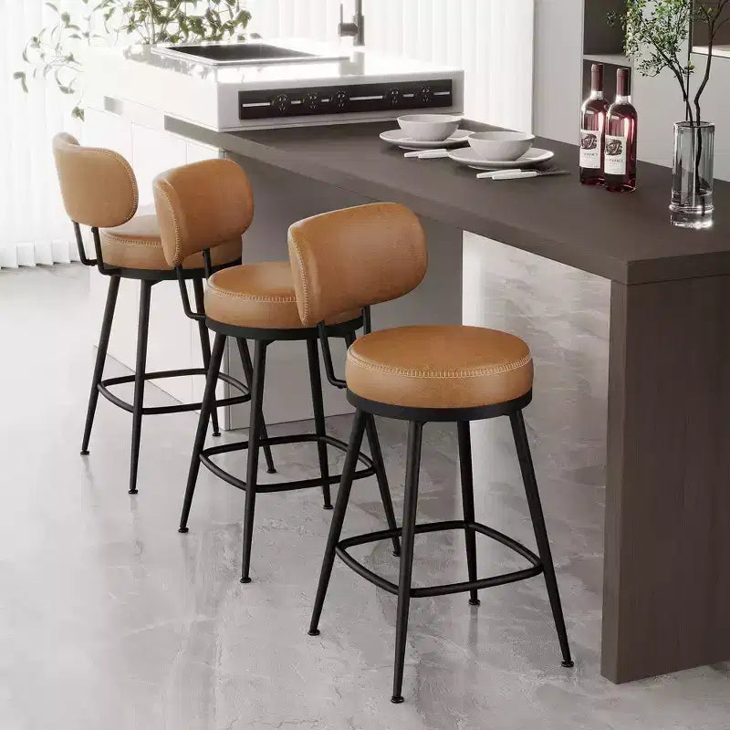 Dyonery, Set di 2 Sgabelli da Bar, Altezza 66 cm, Girevoli, in Stile Moderno di Metà Secolo, con Schienale, Base in Metallo, Similpelle - Verde