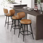 Dyonery, Set di 2 Sgabelli da Bar, Altezza 66 cm, Girevoli, in Stile Moderno di Metà Secolo, con Schienale, Base in Metallo, Similpelle - Verde