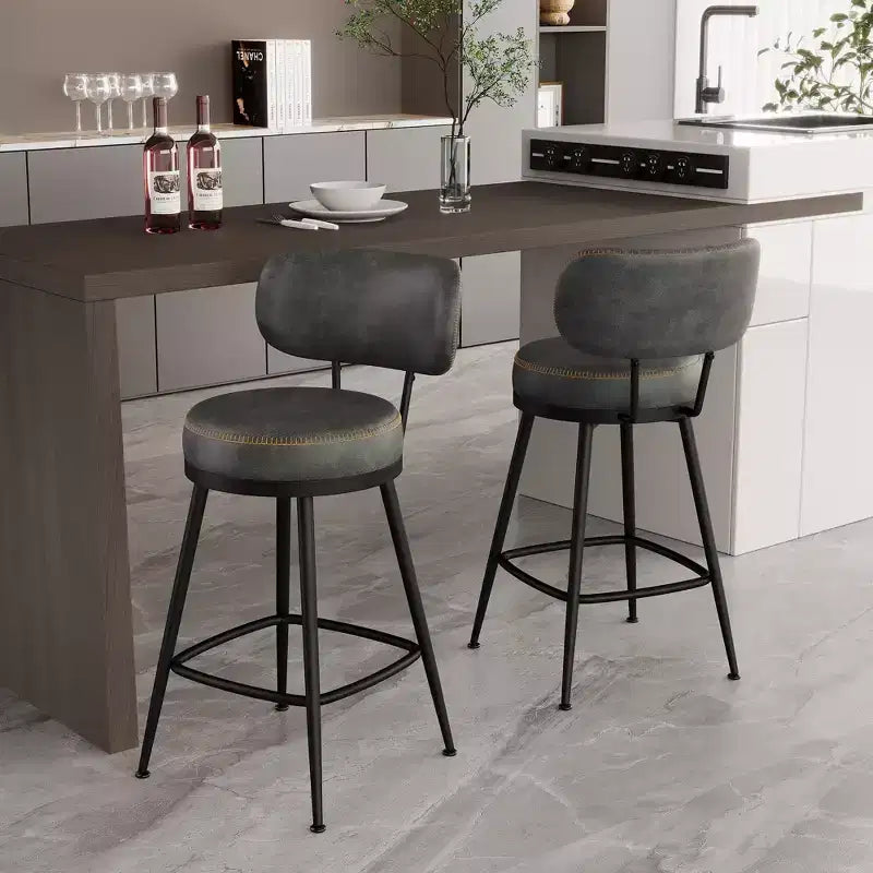 Dyonery, Set di 2 Sgabelli da Bar, Altezza 66 cm, Girevoli, in Stile Moderno di Metà Secolo, con Schienale, Base in Metallo, Similpelle - Verde
