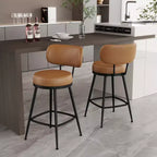 Dyonery, Set di 2 Sgabelli da Bar, Altezza 66 cm, Girevoli, in Stile Moderno di Metà Secolo, con Schienale, Base in Metallo, Similpelle - Verde