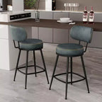 Dyonery, Set di 2 Sgabelli da Bar, Altezza 66 cm, Girevoli, in Stile Moderno di Metà Secolo, con Schienale, Base in Metallo, Similpelle - Verde