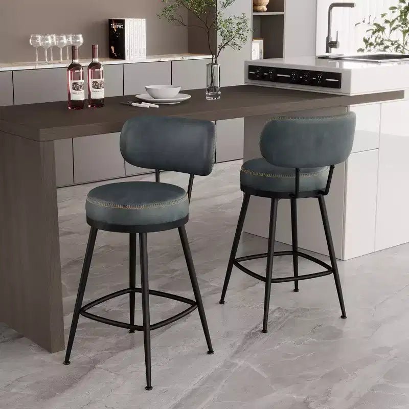 Dyonery, Set di 2 Sgabelli da Bar, Altezza 66 cm, Girevoli, in Stile Moderno di Metà Secolo, con Schienale, Base in Metallo, Similpelle - Verde