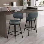 Dyonery, Set di 2 Sgabelli da Bar, Altezza 66 cm, Girevoli, in Stile Moderno di Metà Secolo, con Schienale, Base in Metallo, Similpelle - Verde