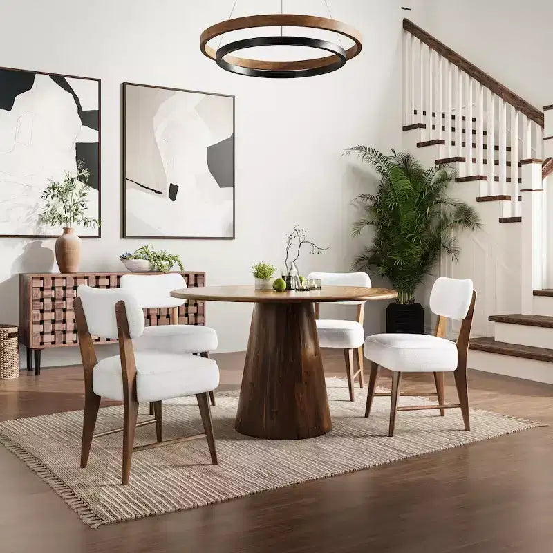 Sedia da pranzo Jofran Wes in tessuto bouclé Mid-Century Modern (set da 2)