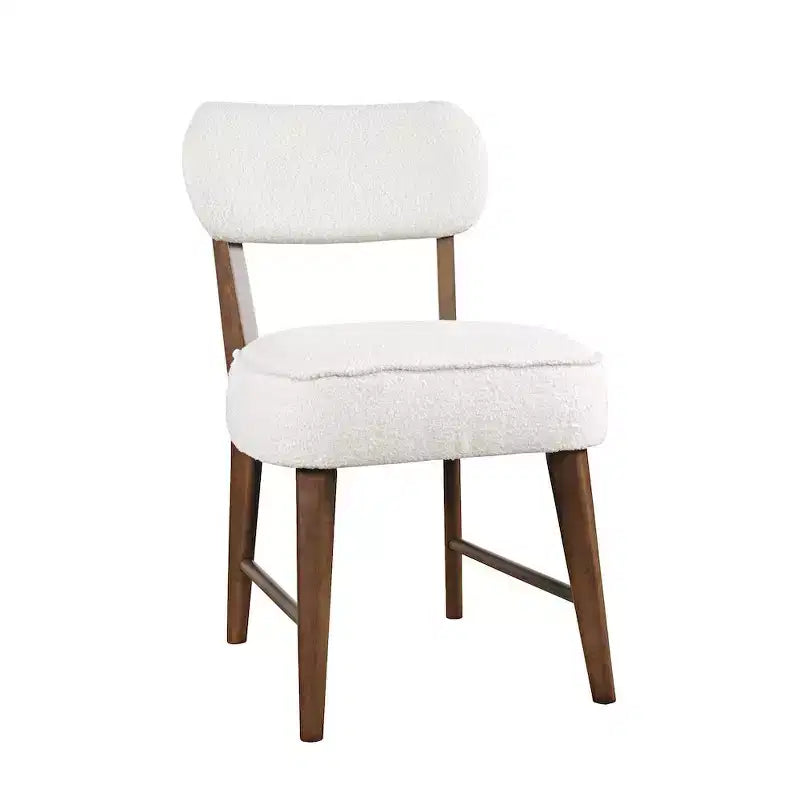 Sedia da pranzo Jofran Wes in tessuto bouclé Mid-Century Modern (set da 2)