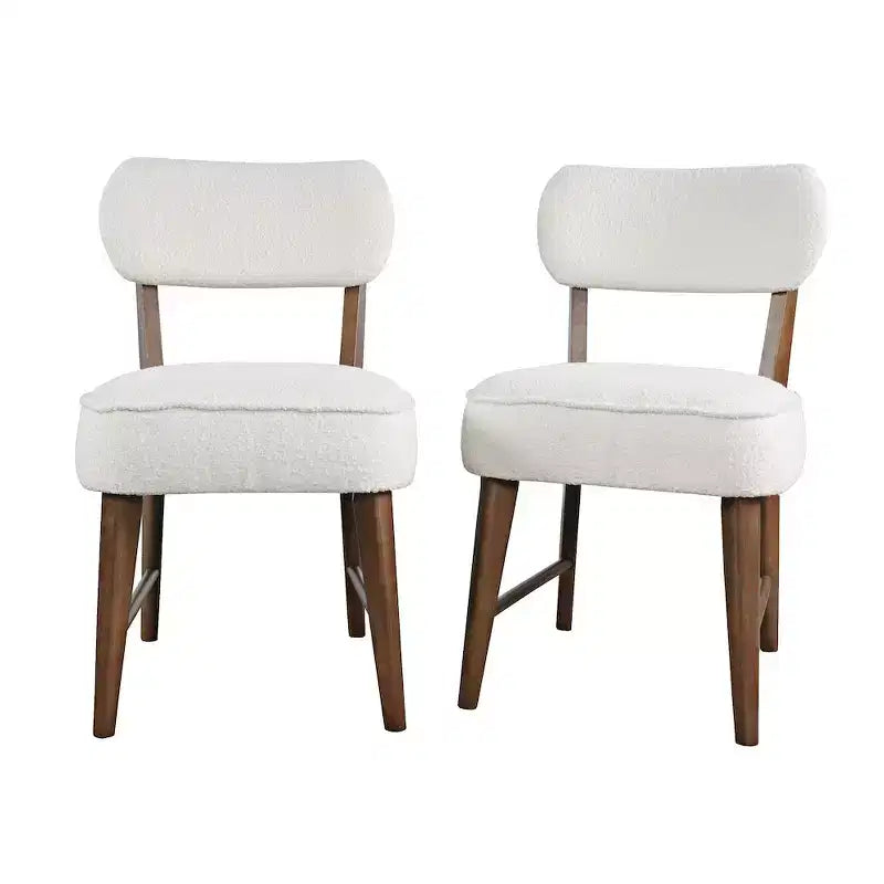 Sedia da pranzo Jofran Wes in tessuto bouclé Mid-Century Modern (set da 2)