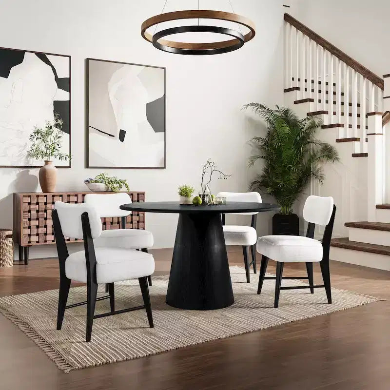 Sedia da pranzo Jofran Wes in tessuto bouclé Mid-Century Modern (set da 2)
