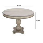 Tavolo da Pranzo Royal Hampton da 42 Pollici, Realizzato Artigianalmente in Legno di Mango, Base a Piedistallo, Piano Rotondo Modellato