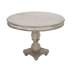 Tavolo da Pranzo Royal Hampton da 42 Pollici, Realizzato Artigianalmente in Legno di Mango, Base a Piedistallo, Piano Rotondo Modellato