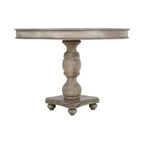 Tavolo da Pranzo Royal Hampton da 42 Pollici, Realizzato Artigianalmente in Legno di Mango, Base a Piedistallo, Piano Rotondo Modellato