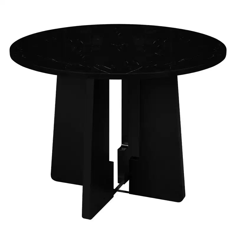 Set da pranzo rotondo da 5 pezzi per 4 persone, tavolo da pranzo moderno in marmo e 4 sedie imbottite con schienale alto