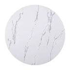 Set da pranzo rotondo da 5 pezzi per 4 persone, tavolo da pranzo moderno in marmo e 4 sedie imbottite con schienale alto