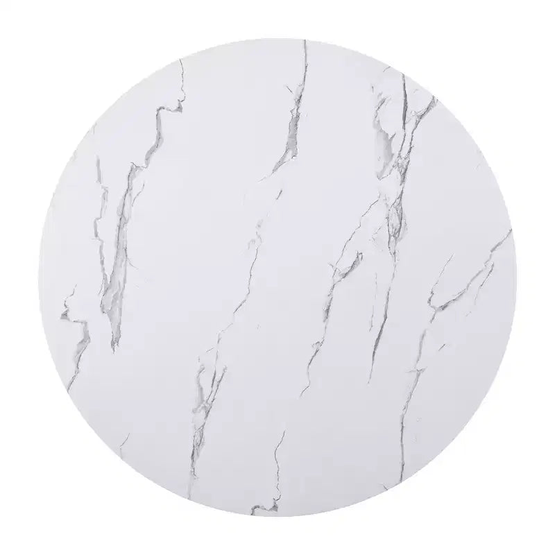 Set da pranzo rotondo da 5 pezzi per 4 persone, tavolo da pranzo moderno in marmo e 4 sedie imbottite con schienale alto