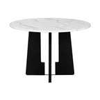 Set da pranzo rotondo da 5 pezzi per 4 persone, tavolo da pranzo moderno in marmo e 4 sedie imbottite con schienale alto