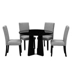 Set da pranzo rotondo da 5 pezzi per 4 persone, tavolo da pranzo moderno in marmo e 4 sedie imbottite con schienale alto
