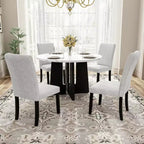 Set da pranzo rotondo da 5 pezzi per 4 persone, tavolo da pranzo moderno in marmo e 4 sedie imbottite con schienale alto