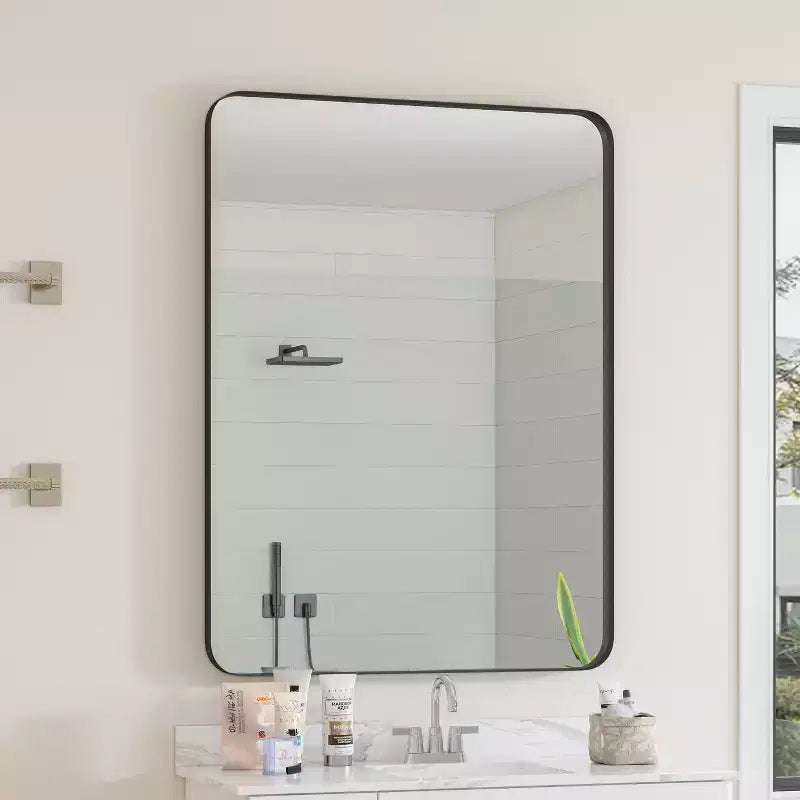 Specchio da parete rettangolare nero 30x40 pollici con cornice in metallo