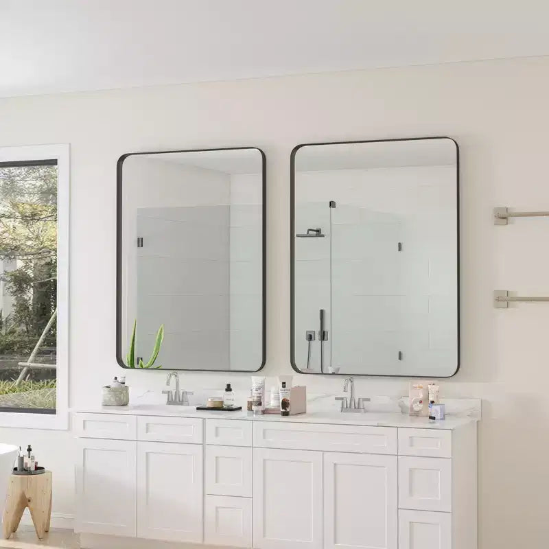 Specchio da parete rettangolare nero 30x40 pollici con cornice in metallo