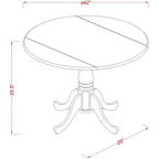 HomeStock Belmont, set da pranzo di 3 pezzi, con base a piedistallo, tavolo rotondo e sedia senza braccioli, espresso
