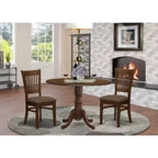 HomeStock Belmont, set da pranzo di 3 pezzi, con base a piedistallo, tavolo rotondo e sedia senza braccioli, espresso