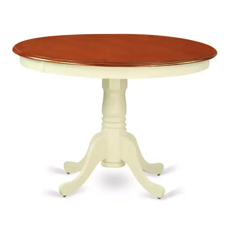 HomeStock Belmont Tavolo Rotondo da 42 Pollici e 4 Sedie con Schienale Verticale a Doghe, 5 Pezzi