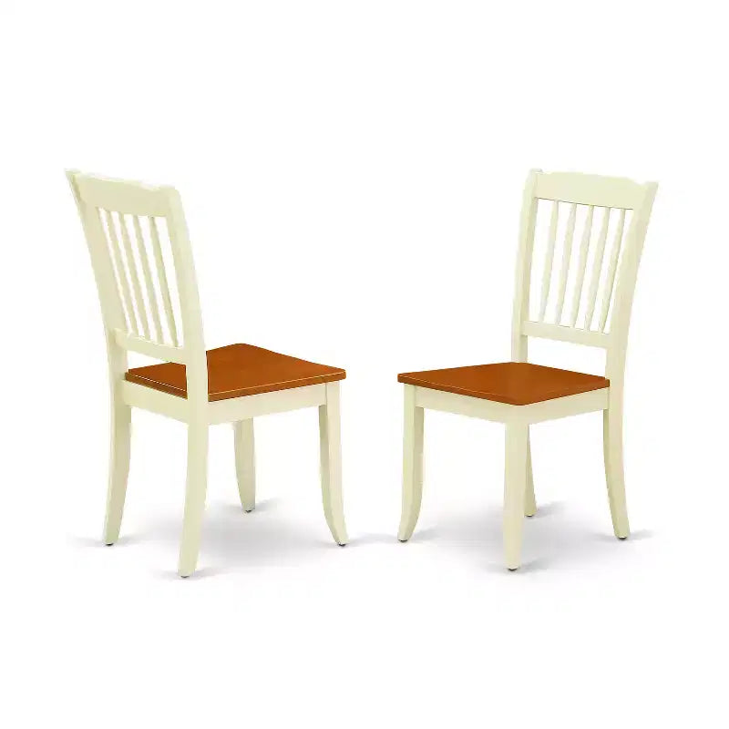 HomeStock Belmont Tavolo Rotondo da 42 Pollici e 4 Sedie con Schienale Verticale a Doghe, 5 Pezzi