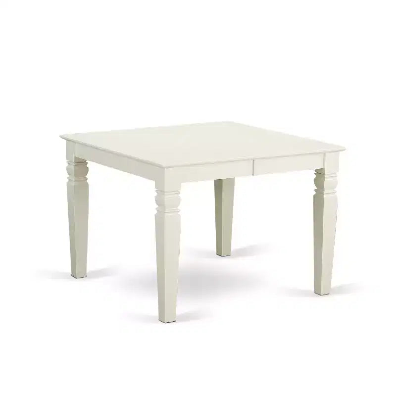 HomeStock Belmont Set da pranzo 7 pezzi include un tavolo da cucina rettangolare, prolunga a farfalla, sei sedie da pranzo con schienale a doghe verticali e seduta in lino, finitura bianca