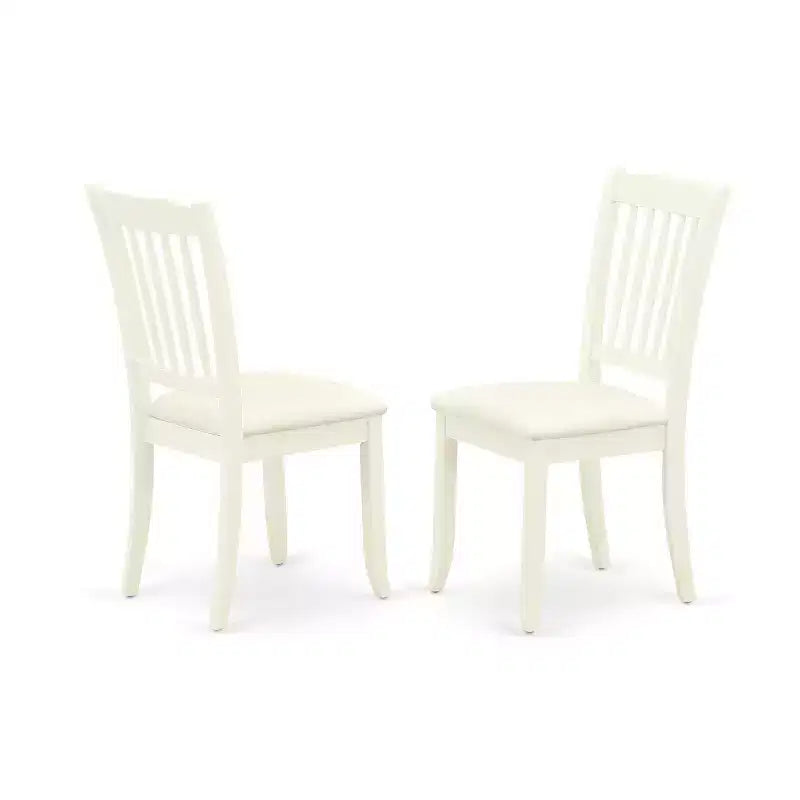 HomeStock Belmont Set da pranzo 7 pezzi include un tavolo da cucina rettangolare, prolunga a farfalla, sei sedie da pranzo con schienale a doghe verticali e seduta in lino, finitura bianca