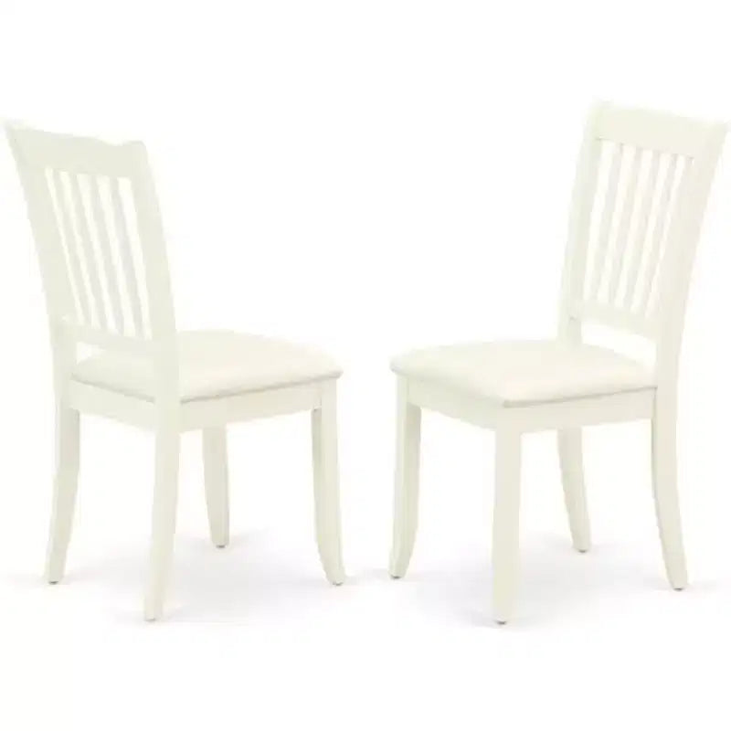 HomeStock Belmont Set da pranzo 7 pezzi include un tavolo da cucina rettangolare, prolunga a farfalla, sei sedie da pranzo con schienale a doghe verticali e seduta in lino, finitura bianca