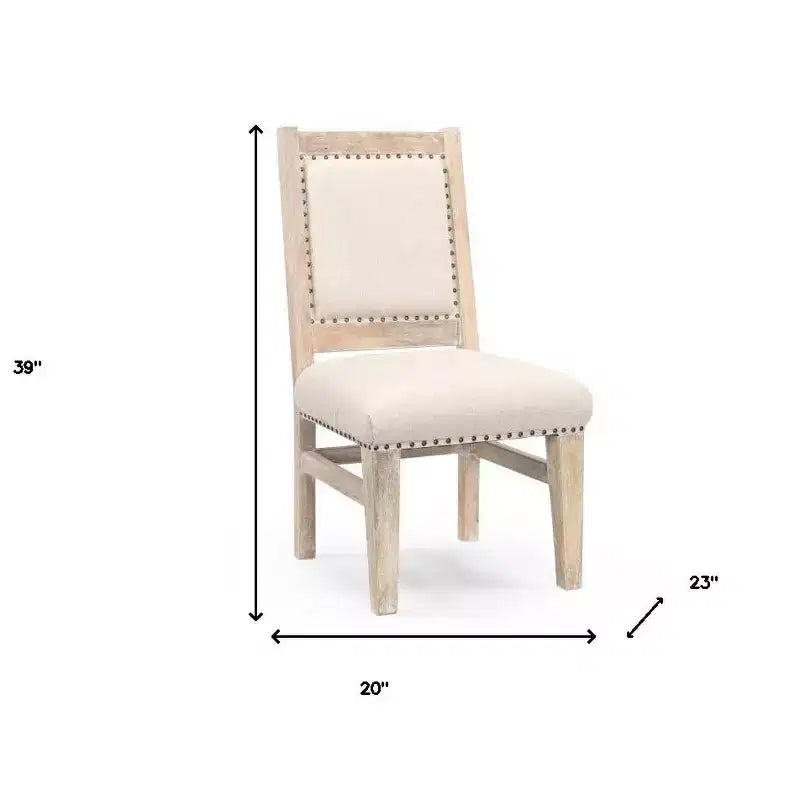 HomeRoots Sedia Laterale 20 Beige e Bianca