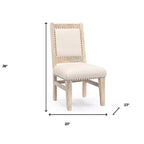 HomeRoots Sedia Laterale 20 Beige e Bianca