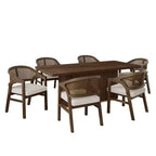 Christopher Knight Home Grace Set da pranzo contemporaneo 7 pezzi in legno di gomma e rattan con tavolo rettangolare di grandi dimensioni