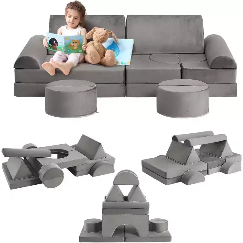 Acekool Divano Modulare per Bambini a 15 Pezzi, Divano Creativo da Pavimento per Bambini e Bambine, Divano dell'Immaginazione per la Stanza dei Giochi