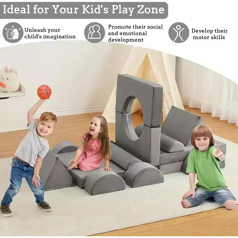 Acekool Divano Modulare per Bambini a 15 Pezzi, Divano Creativo da Pavimento per Bambini e Bambine, Divano dell'Immaginazione per la Stanza dei Giochi