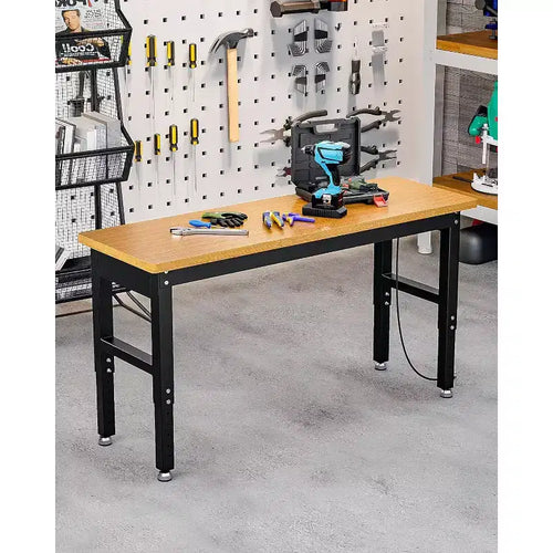 Établi réglable de 60 pouces avec roues, capacité de 2200 livres, plan de travail en bambou, table de travail pour garage, atelier, maison, bureau