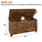 Panca contenitore, cassapanca in legno con 4 ruote, cassapanca da 100 cm con 2 cerniere di sicurezza, capacità di carico di 160 kg, angoli arrotondati, intaglio a U, per ingresso