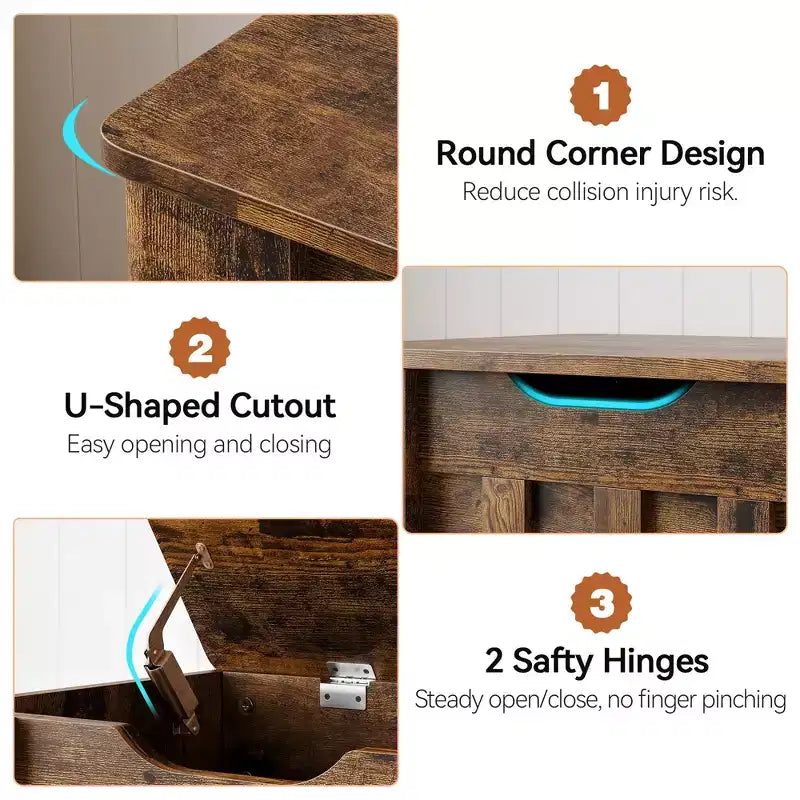 Panca contenitore, cassapanca in legno con 4 ruote, cassapanca da 100 cm con 2 cerniere di sicurezza, capacità di carico di 160 kg, angoli arrotondati, intaglio a U, per ingresso