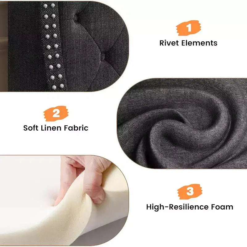 Struttura letto con contenitore, 4 cassetti sotto il letto e testiera ad ali, piattaforma imbottita con trapuntatura a rombi, non richiede rete a molle