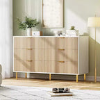 Cassettiera Moderna a 6 Cassetti - Maniglie Dorate e Ampio Spazio Contenitivo per Camera da Letto e Soggiorno