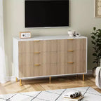 Cassettiera Moderna a 6 Cassetti - Maniglie Dorate e Ampio Spazio Contenitivo per Camera da Letto e Soggiorno