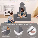 Divano per bambini, set divano gioco modulare in schiuma con cuscini staccabili - Convertibile per camera da letto o sala giochi