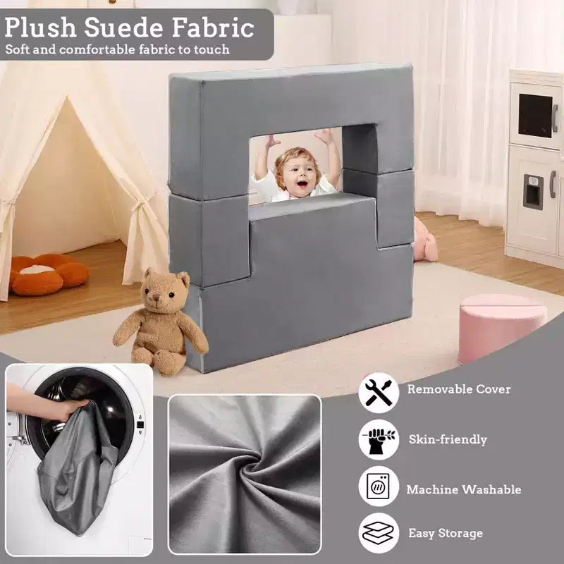 Divano per bambini, set divano gioco modulare in schiuma con cuscini staccabili - Convertibile per camera da letto o sala giochi