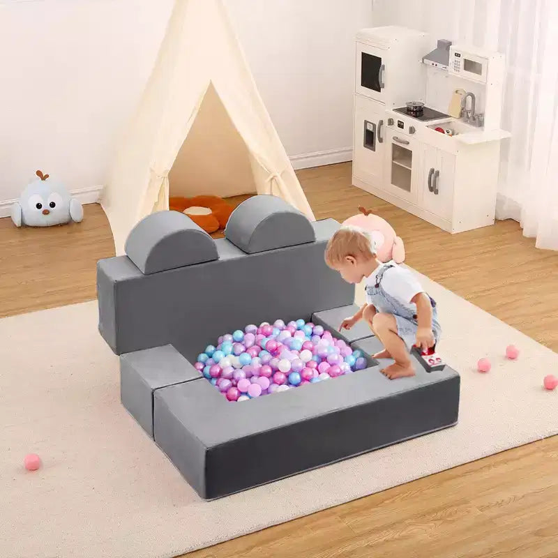 Divano per bambini, set divano gioco modulare in schiuma con cuscini staccabili - Convertibile per camera da letto o sala giochi