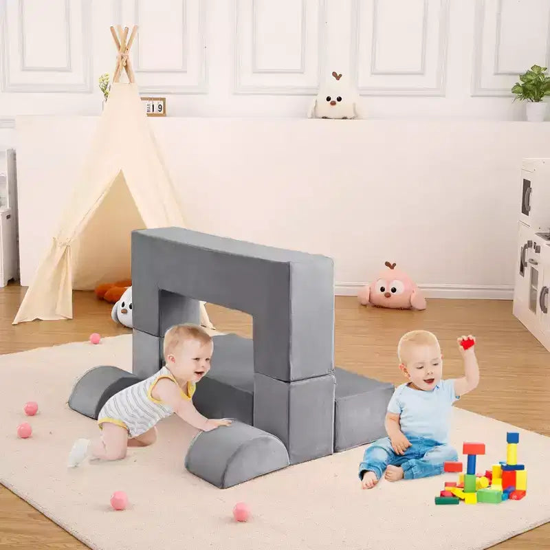 Divano per bambini, set divano gioco modulare in schiuma con cuscini staccabili - Convertibile per camera da letto o sala giochi