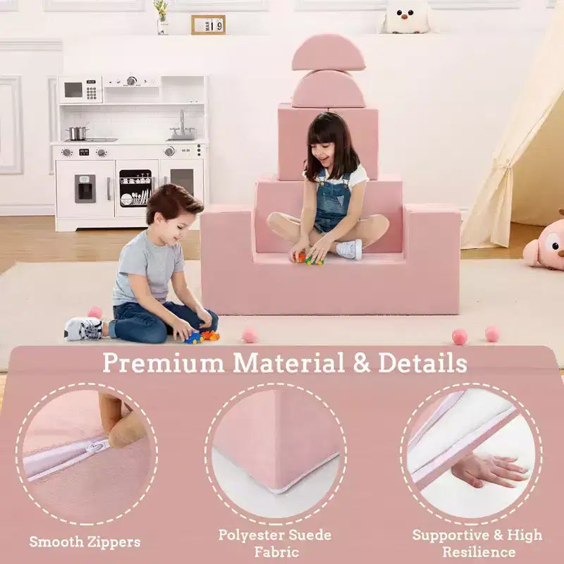 Divano per bambini, set divano gioco modulare in schiuma con cuscini staccabili - Convertibile per camera da letto o sala giochi