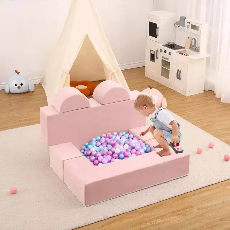 Divano per bambini, set divano gioco modulare in schiuma con cuscini staccabili - Convertibile per camera da letto o sala giochi